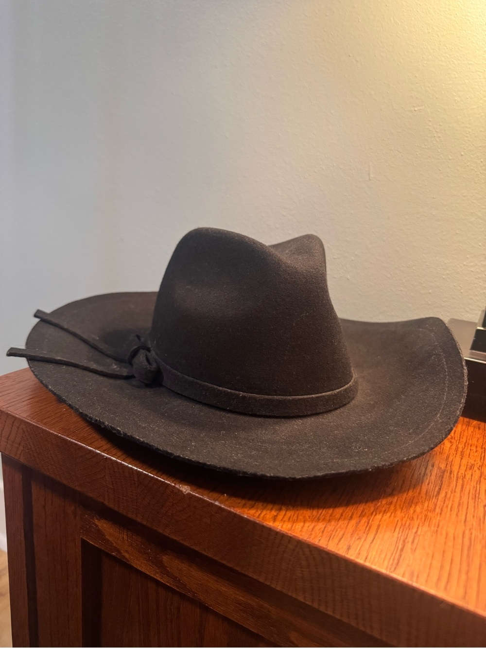 BEBE Black Wide-Brim Wool Hat